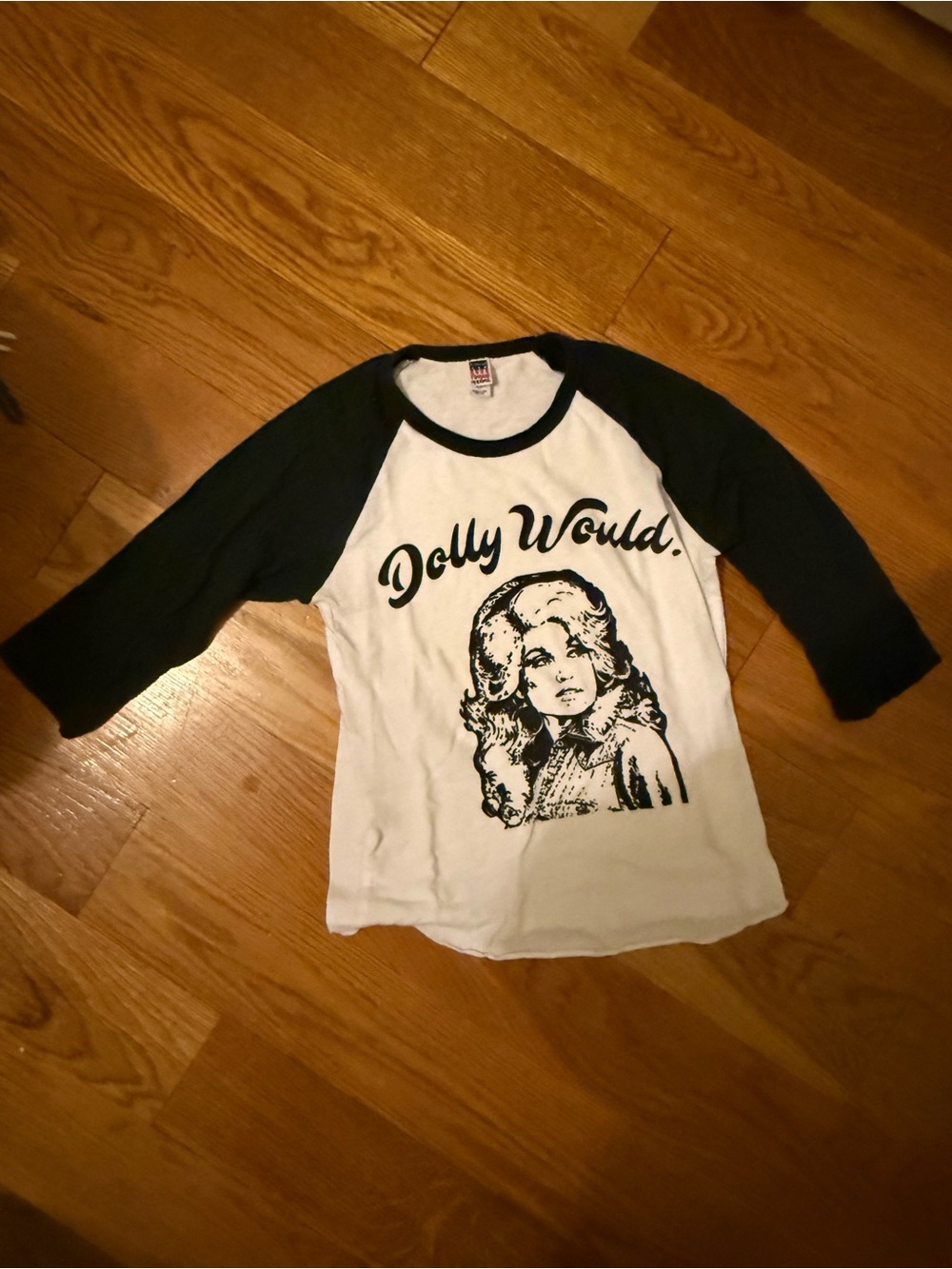 Dolly Would Girls' Black & White Raglan Tee